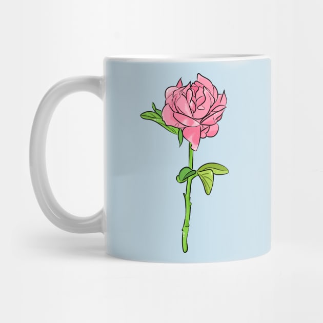 Beautiful pink rose with blue background. by Lizzamour